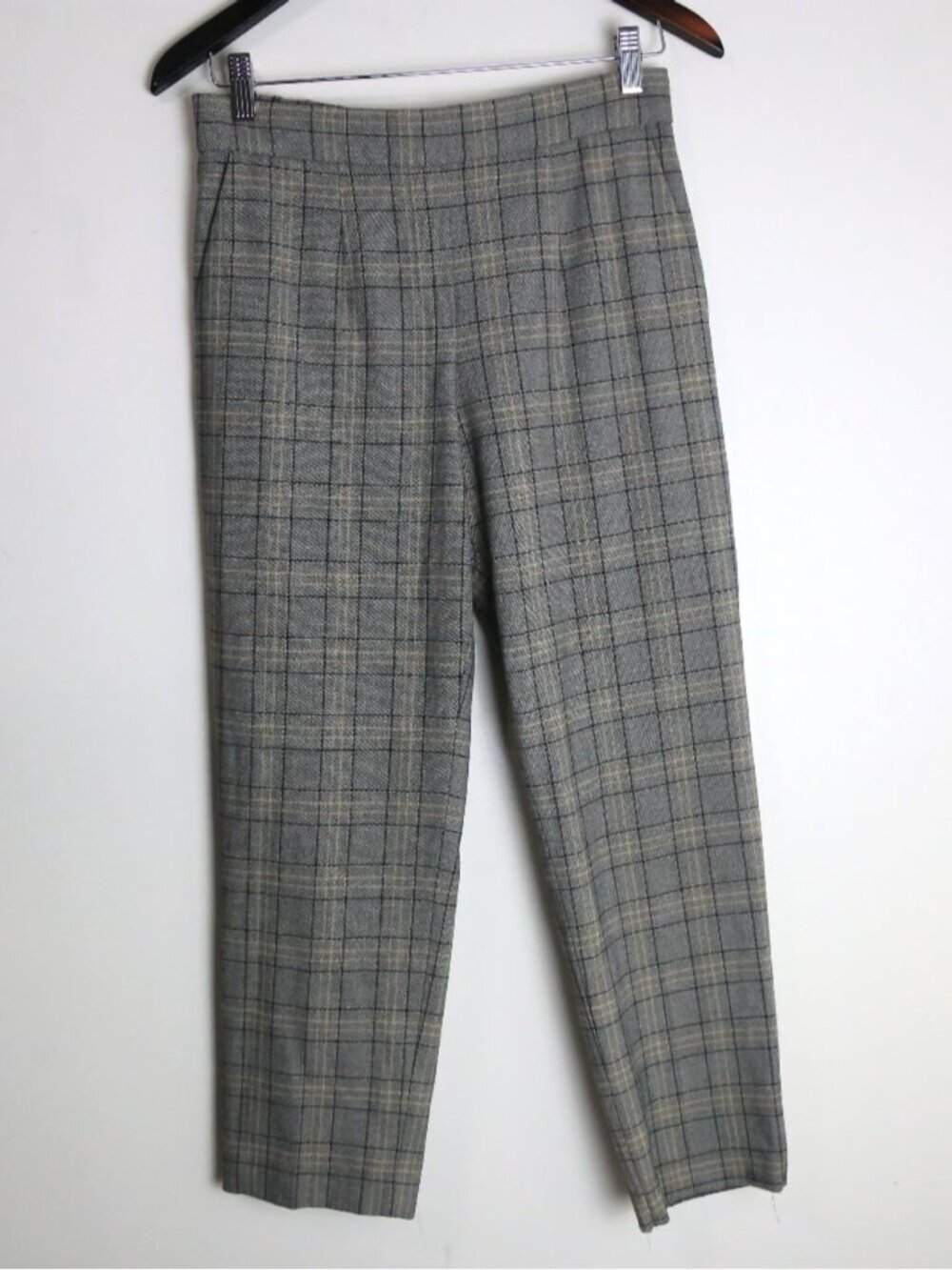 Aritzia Babaton Conan Pant Crepe Mid-rise Trousers Plaid W/ Elastic Waist Size 6